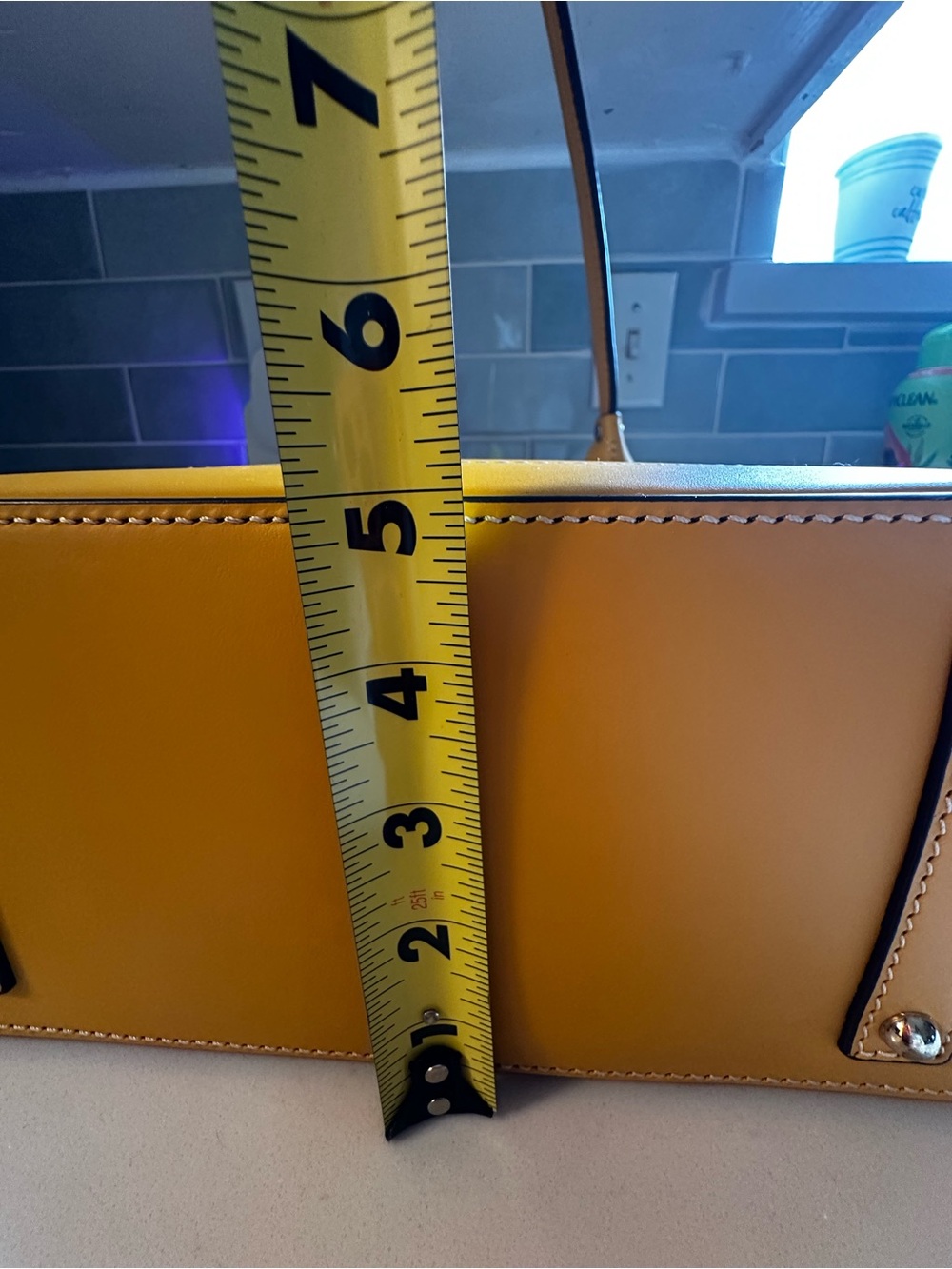 Dooney & Bourke Mustard Yellow Leather Tote with Front Pocket - Picture 6 of 8